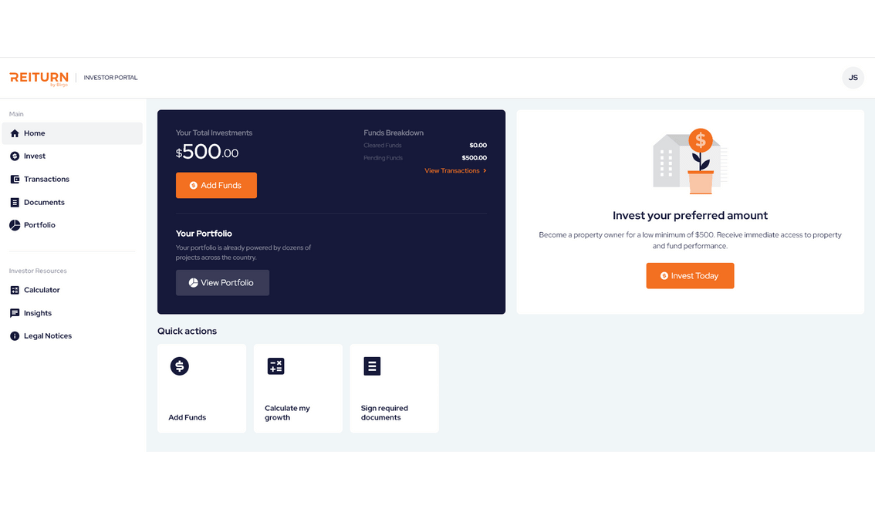 Reiturn Investor Portal Walkthrough